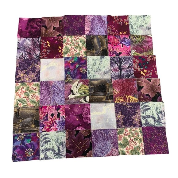 Patchwork Quilt Fabric Squares 160 Precut 2" Cotton with Gold Silver Accents - Picture 1 of 5